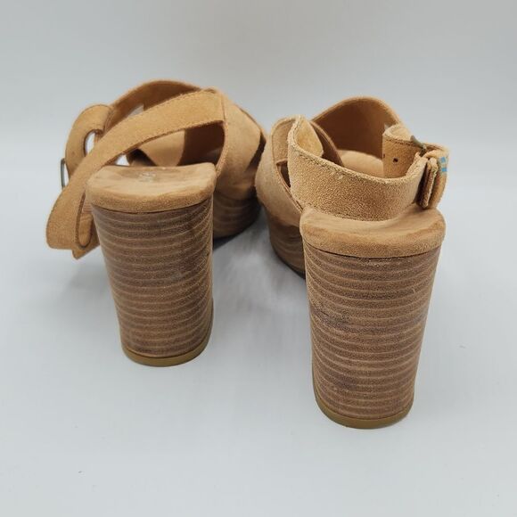 TOMS Ibiza Honey Suede buckle slingback heel Sandals - Picture 3 of 9